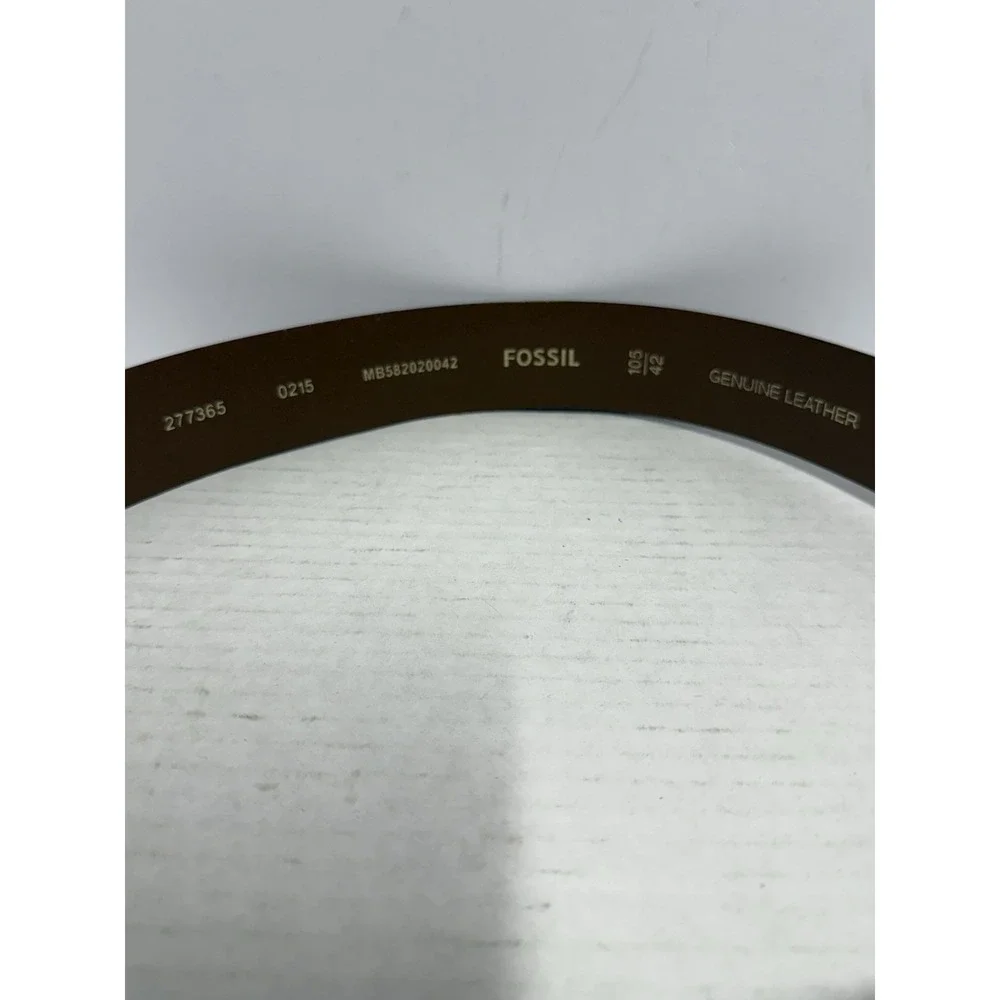 Fossil Genuine Leather Brown Belt Size 42 / 105 Silver Buckle Classic Casual Men